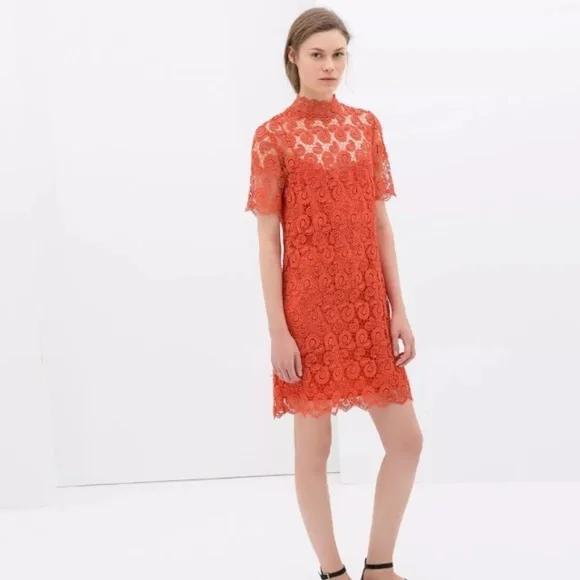 Zara | Dresses | Zara Burnt Orange Laced Dress | Poshmark Zara | Dresses | Zara Burnt Orange Laced Dress | Poshmark